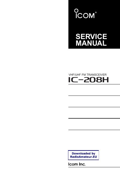 Icom IC-208H VHF/UHF FM Transceiver Service Manual - cover page
