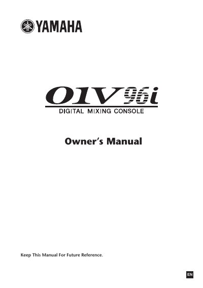 Yamaha 01V96i Digital Mixing Console Owner's Manual - cover page