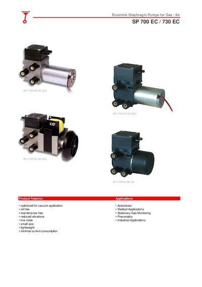 Schwarzer Precision SP 700/730 EC Eccentric Diaphragm Pump Data Sheet - cover page