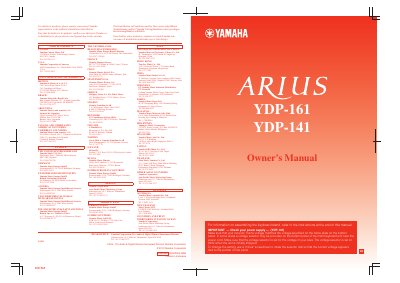 Yamaha YDP-161/141 Digital Piano Owner’s Manual - cover page