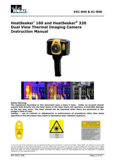 IDEAL 61-846 HeatSeeker 160 HeatSeeker 320 Dual View Thermal Imaging Camera Instruction Manual - cover page