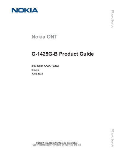 Nokia G-1425G-B ONT Product Guide - cover page