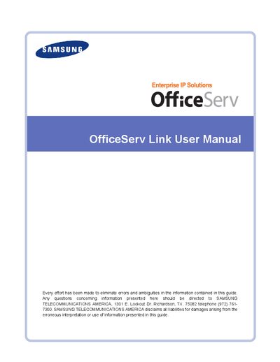 Samsung OfficeServ Link User Manual - cover page