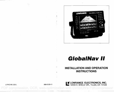 Lowrance GlobalNav II Installation and Operation Instructions - cover page