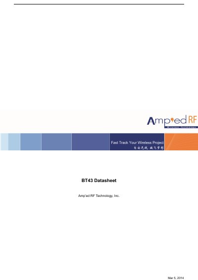 Amp'ed RF Technology BT43 Bluetooth Module Datasheet - cover page