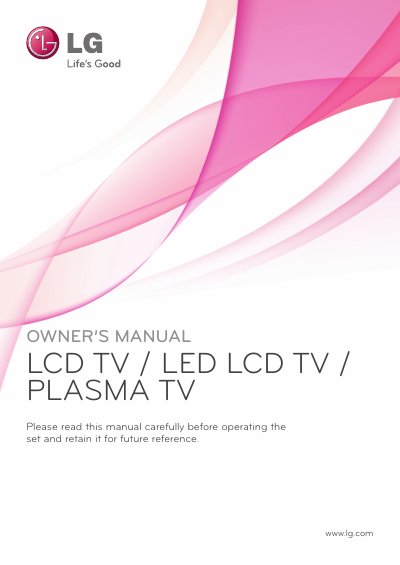 LG LCD TV / LED LCD TV / PLASMA TV Owner's Manual - cover page