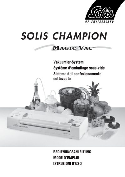 SOLIS CHAMPION Vacuum Sealer User Manual - cover page