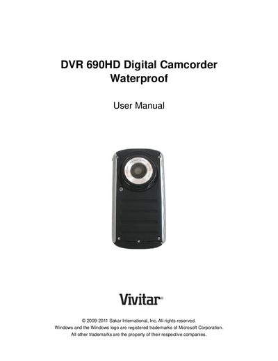 Vivitar DVR690HD Digital Camcorder Waterproof User Manual - cover page