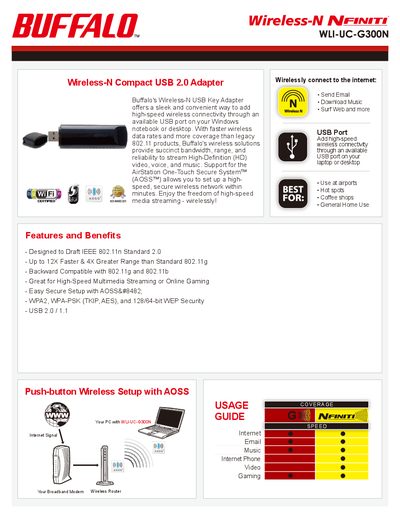 Buffalo WLI-UC-G300N Wireless-N USB Key Adapter User Guide - cover page