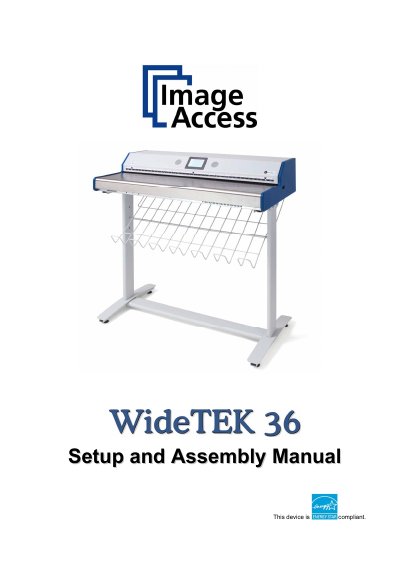 Image Access WideTEK 36 Setup and Assembly Manual - cover page
