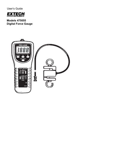 Extech Model 475055 Digital Force Gauge User's Guide - cover page