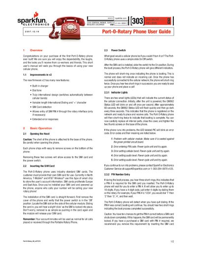 SparkFun Port-O-Rotary Phone User Manual - cover page