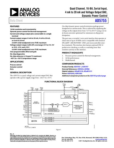 Analog Devices AD5755 Datasheet - cover page