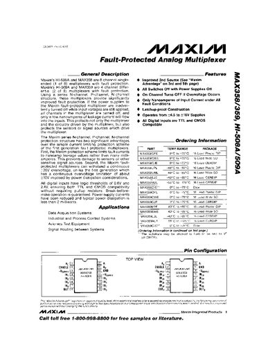 MAXIM MAX358/359 HI-5058A/509A Manual - cover page