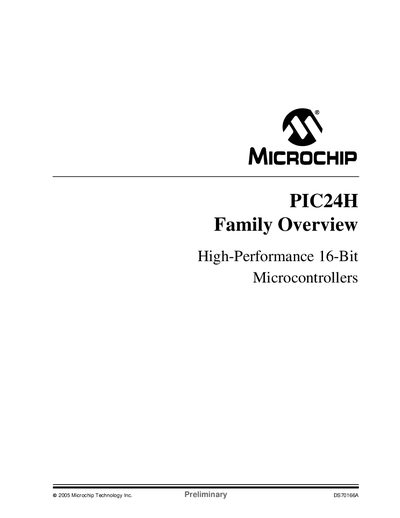 Microchip PIC24H Family Overview Manual - cover page