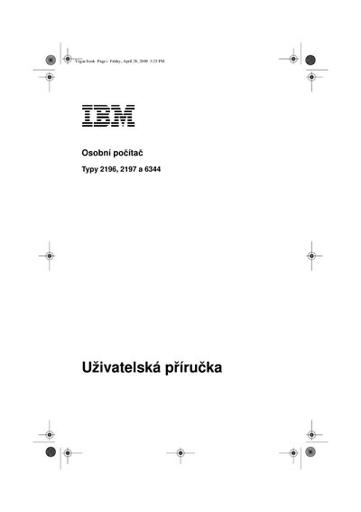 IBM 2196, 2197 and 6344 Personal Computer User Manual - cover page