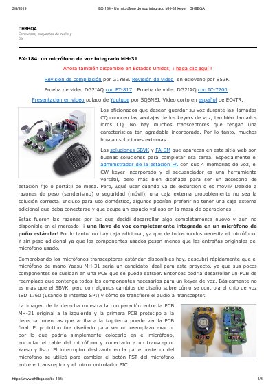 DH8BQA BX-184 Voice Keyer Assembly Guide