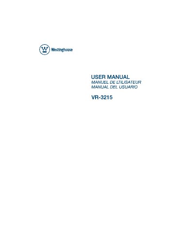 Westinghouse VR-3215 32-inch HDTV User Manual - cover page