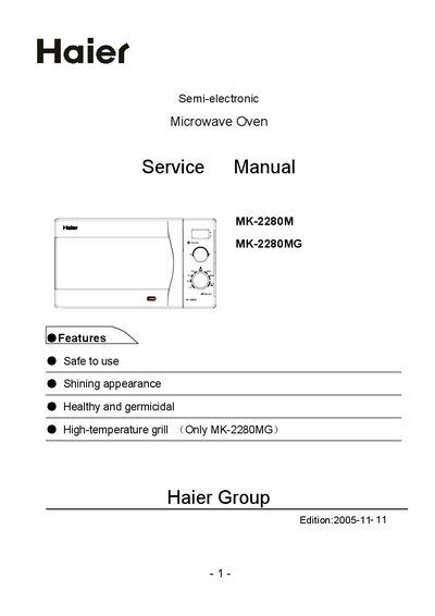 Haier MK-2280M / MK-2280MG Service Manual - cover page