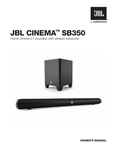 JBL CINEMA SB350 Home Cinema 2.1 Soundbar Owner's Manual - cover page