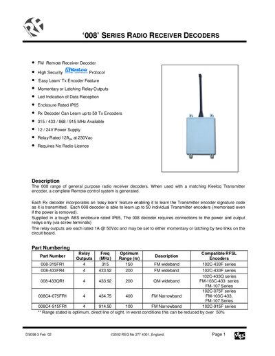 RF Solutions 008 Radio Receiver Decoder Handbook - cover page