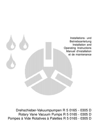Busch R 5 0165-0305 D Rotary Vane Vacuum Pump Installation and Operating Instructions - cover page