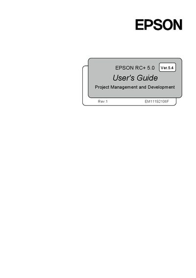 Epson RC+ 5.0 User's Guide - cover page