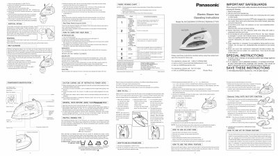 Panasonic NI-C55SR/NI-C75TR/NI-C76SR/NI-C77XR Electric Steam Iron Operating Instructions - cover page