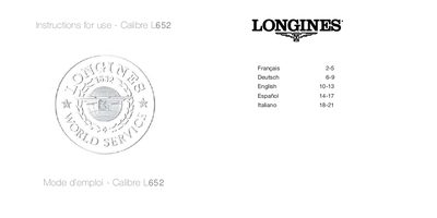 Longines L652 Chronograph User Manual - cover page