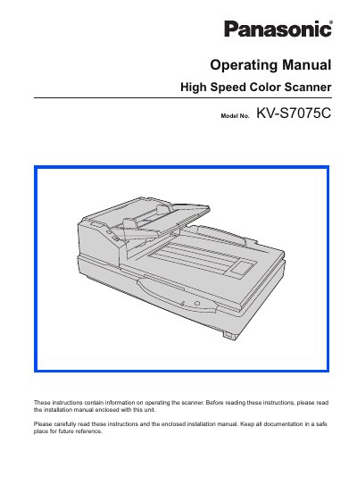 Panasonic KVS7075C Manual - cover page