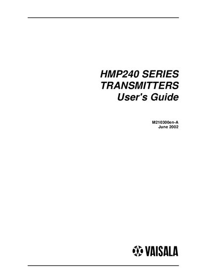 Vaisala HMP240 User Manual - cover page