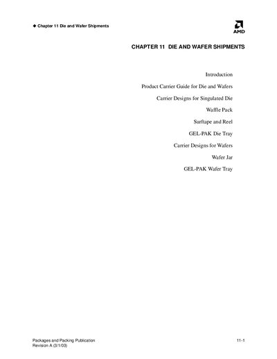 AMD Chapter 11 Die and Wafer Shipments Manual - cover page