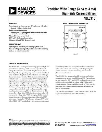 Analog Devices ADL5315 Product Handbook - cover page