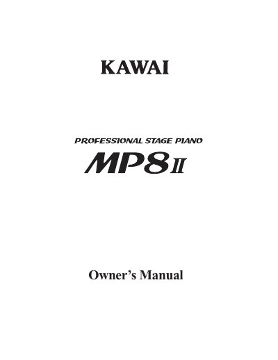 Kawai MP8II Stage Piano Owner's Manual - cover page