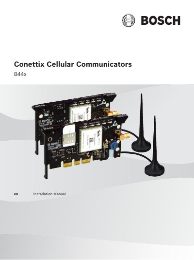 Bosch Security Systems Conettix B44x Cellular Communicator Installation Manual - cover page