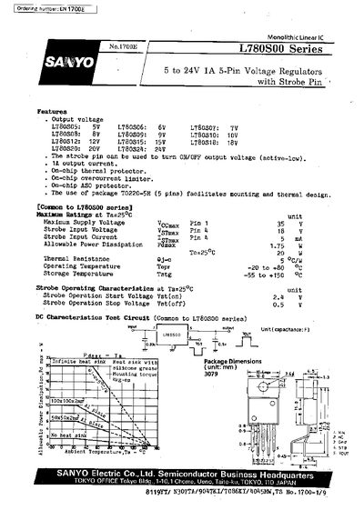 SANYO L780S00 Series Datasheet - cover page