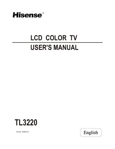 Hisense TL3220 LCD TV User Manual - cover page