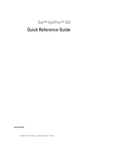 Dell OptiPlex 320 Quick Reference Guide - cover page