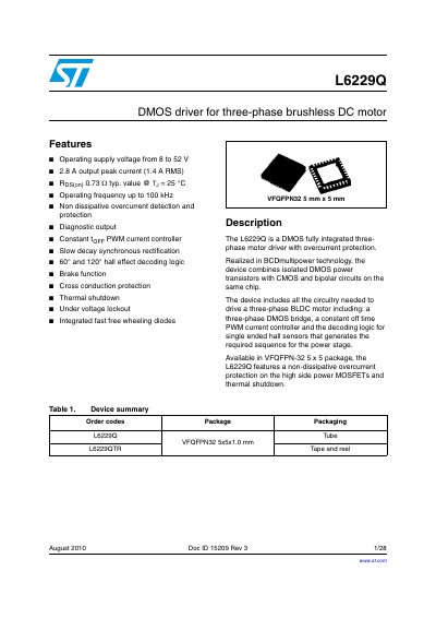 STMicroelectronics L6229Q DMOS Driver Datasheet