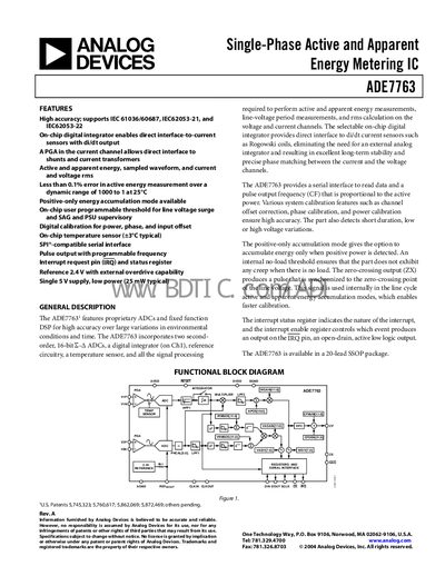 Analog Devices ADE7763 Datasheet - cover page