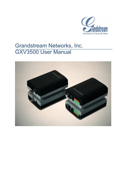 Grandstream GXV3500 Digital Video Encoder/Decoder User Manual - cover page
