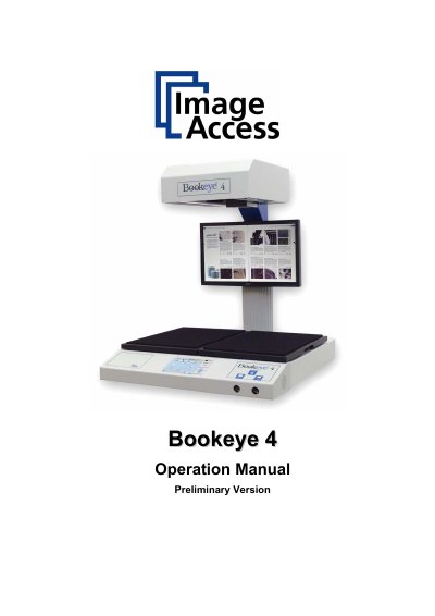 Image Access Bookeye 4 Operation Manual - cover page