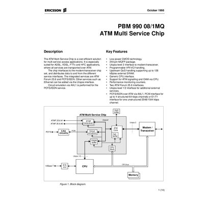 Ericsson PBM 990 08/1MQ ATM Multi Service Chip Datasheet - cover page
