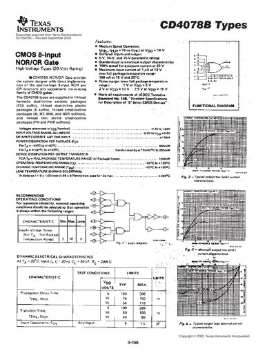 Texas Instruments CD4078B Datasheet - cover page