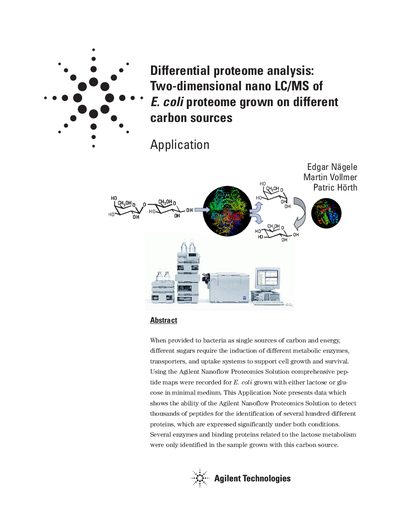 Agilent 1100 Series Nanoflow Proteomics Solution Application Note - cover page