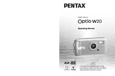Pentax Optio W20 Digital Camera Operating Manual - cover page