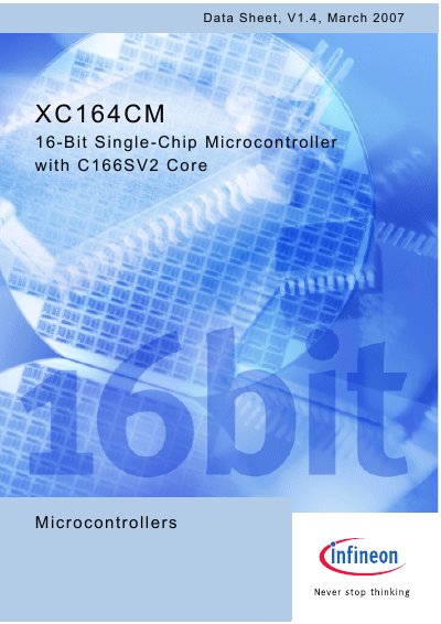 Infineon XC164CM 16‑Bit Microcontroller Datasheet - cover page