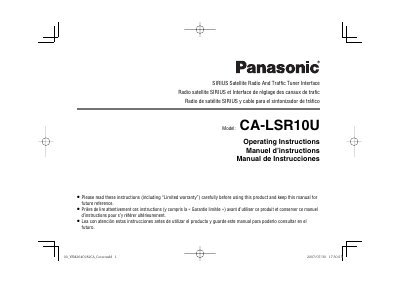 Panasonic CALSR10U-SP Manual - cover page
