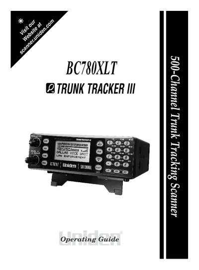 Uniden BC780XLT TrunkTracker Operating Guide - cover page