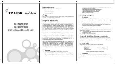 TP-Link TL-SG1005D/TL-SG1008D Gigabit Ethernet Switch User Guide - cover page